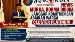 Syam Yousef, S.H., M.H. Murka, Borma Diduga Langgar Komitmen dan Abaikan Warga Cluster Platinum