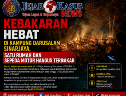 Kebakaran Hebat di Kampung Darusalam Sinarjaya, Satu Rumah dan Sepeda Motor Hangus Terbakar