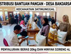 Desa Banjarsari Bagikan Bantuan Pangan Beras 20kg dan minyak 4 liter, Berjalan Dengan Lancar 