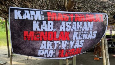 Masyarakat Kabupaten Asahan Tolak Aktivitas PMI Ilegal, Spanduk Penolakan Terpasang di Sejumlah Desa