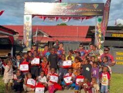 Satgas Pamtas Kewilayahan RI-PNG Yonif 764/IB Semarakkan HUT RI Ke-81 Bersama Masyarakat