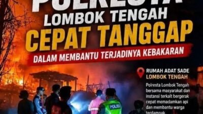 Polresta Lombok Tengah Bergerak Cepat Bantu Warga Terdampak Kebakaran di Sade