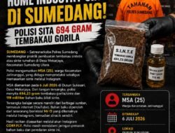 Bongkar Home Industry Sinte di Sumedang, Polisi Sita 694 Gram Tembakau Gorila