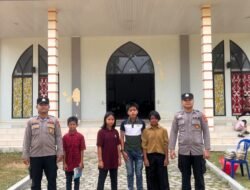 Jaga Keamanan Ibadah Minggu, Polsek Muara Wahau Kawal Jemaat Gereja Santa Maria