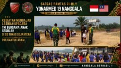 Bina Kedisiplinan Generasi Muda, Pos Kantuk Asam Satgas Yonarmed 13/Nanggala Beri Pelatihan Tata Upacara bagi Siswa SD Tunas Sejahtera